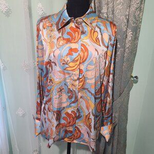 NWOT Folk Favorite Print Sophia Button Up Charmeuse Blouse by Boston Proper